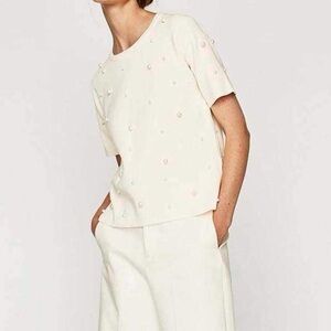 Zara pearl embellished top